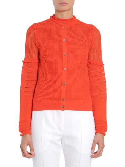 Shop Carven Round Neck Cardigan In Rosso