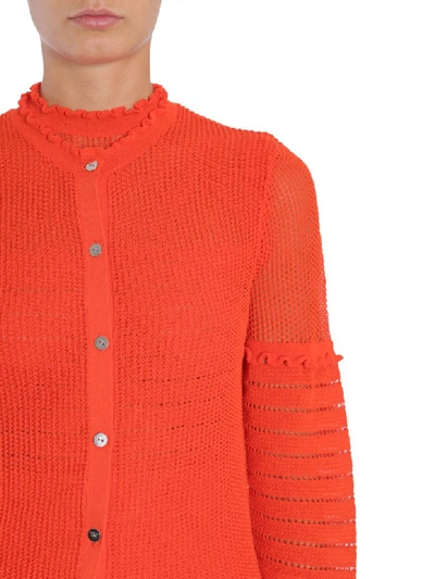 Shop Carven Round Neck Cardigan In Rosso