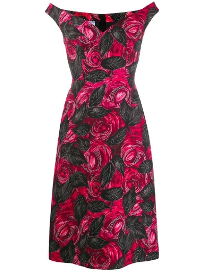 Shop Prada Dress Dark Rose In Rosso