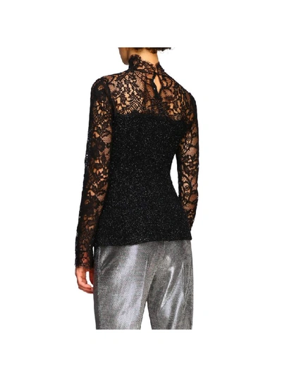 Shop Ermanno Scervino Sweater With High Neck With Long Sleeves And Lace Inserts In Black