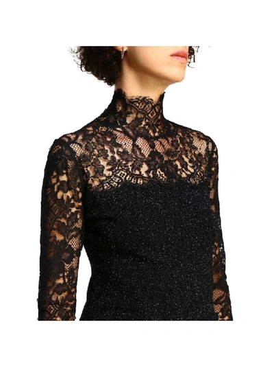 Shop Ermanno Scervino Sweater With High Neck With Long Sleeves And Lace Inserts In Black