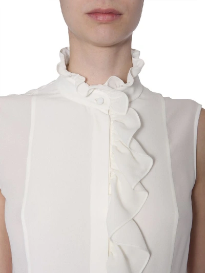 Shop Alexander Mcqueen Asymmetric Shirt In Bianco