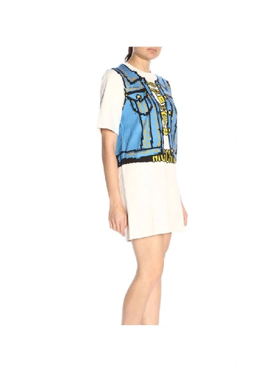Shop Moschino Capsule Collection Pixel Dress In Cotton With Printed Vest In White