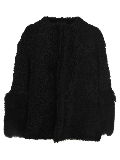 Shop Prada Shearling Jacket In Black