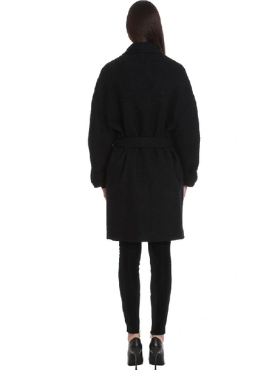 Shop Balmain Coat In Black Wool