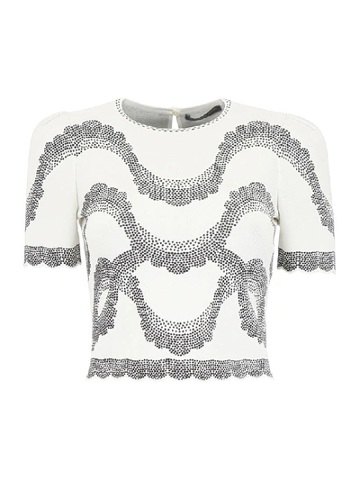 Shop Alexander Mcqueen Knit Top In Ivory Black (white)