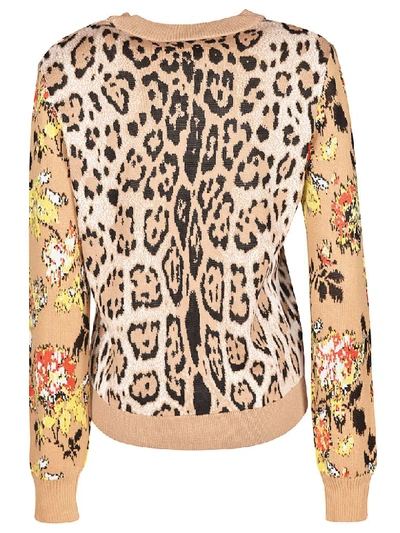 Shop Msgm Leopard Print Sweater In Beige