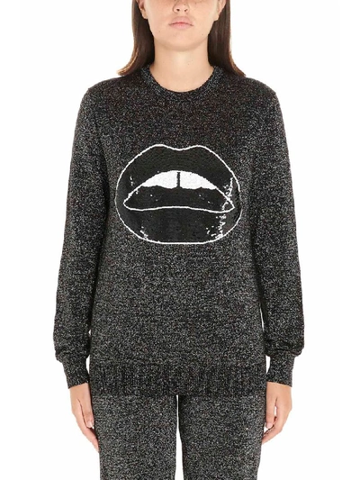 Shop Markus Lupfer Tracy Sequin Lara Lip Lurex Sweatshirt In Black