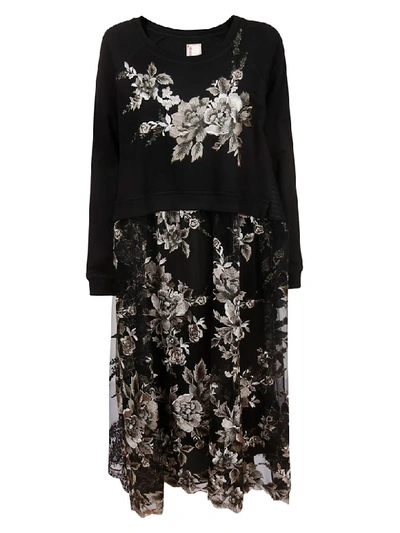 Shop Antonio Marras Floral Dress In Black/multicolor