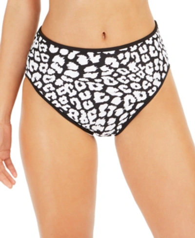 Shop Calvin Klein Bound Printed High-waist Bikini Bottoms Women's Swimsuit In Black Leopard