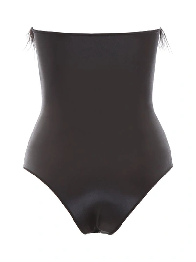 Shop Oseree Swimsuit With Feathers In Black (black)