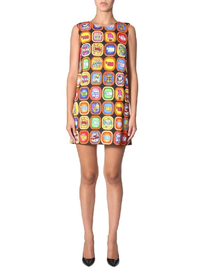 Shop Moschino Crew Neck Dress In Multicolor