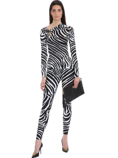 Shop Versace Zebra Black White Print Leggings