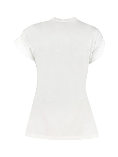 Shop Versace Logo Print Cotton T-shirt In White