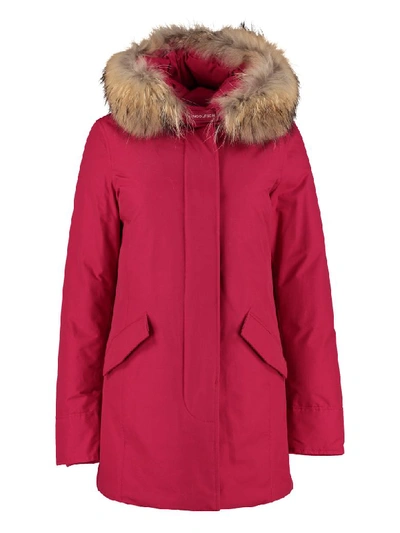 Shop Woolrich Arctic Padded Parka With Fur Hood In Fuchsia