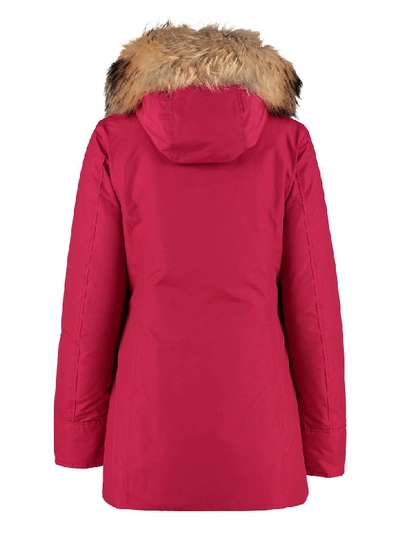 Shop Woolrich Arctic Padded Parka With Fur Hood In Fuchsia