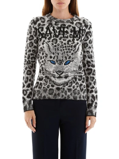 Shop Alberta Ferretti Jaguar Save Me Pull In Black Ivory (grey)