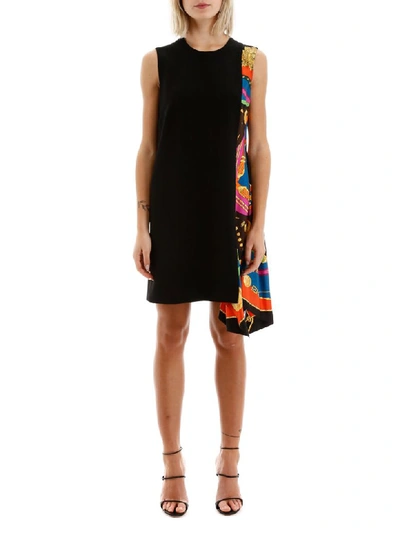 Shop Versace Barocco Rodeo Print Asymmetrical Dress In Nero (black)