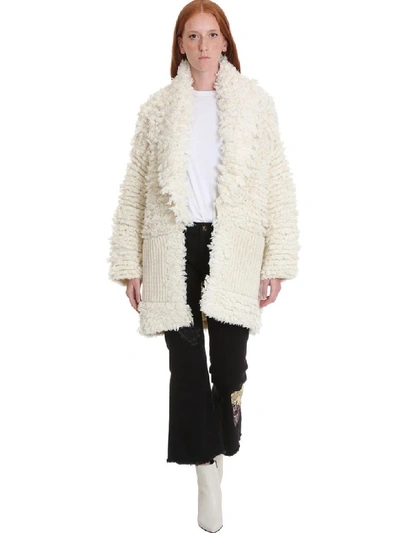 Shop Alanui Coat In White Wool