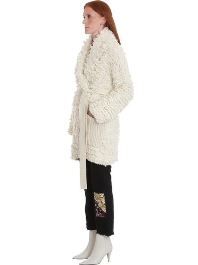 Shop Alanui Coat In White Wool