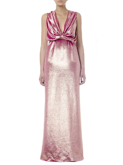 Shop Rhea Costa Metal Pink Silk Droped Long Dress