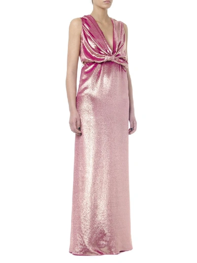 Shop Rhea Costa Metal Pink Silk Droped Long Dress