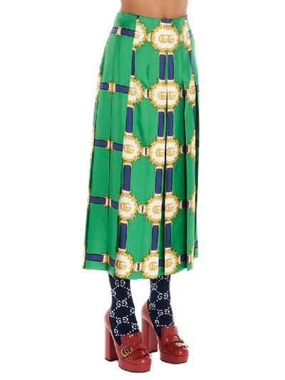 Shop Gucci Gg Doubloon Skirt In Green