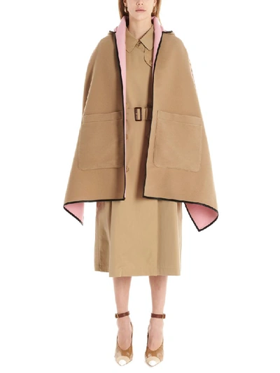 Shop Burberry Tb Diamond Cape In Beige