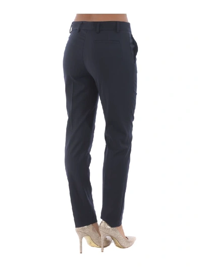 Shop Manuel Ritz Pantaloni A Sigaretta  In Fresco Lana Stretch In Blu Scuro