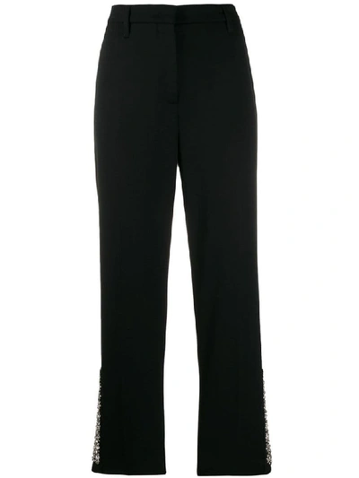 Shop Prada Trousers Wool In Nero