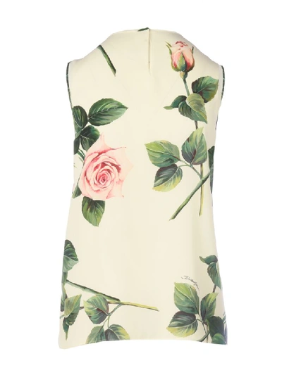 Shop Dolce & Gabbana Rose Print Vest In C Rose Milk