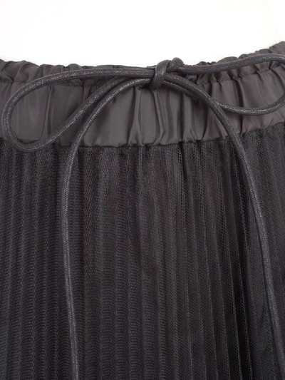 Shop Sacai Skirt Plisse W/lace In Black
