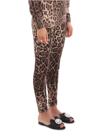 Shop Dolce & Gabbana Leo Silk Charmeuse Trousers In Animalier