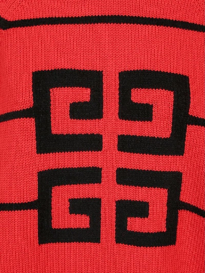 Shop Givenchy Jacquard Logo Sweater In Red Black