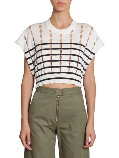 Shop Alexander Wang Cotton Pullover With Slits In Beige