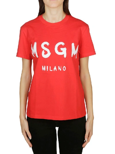 Shop Msgm Print T-shirt In Red