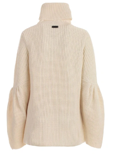 Shop Be Blumarine Sweater L/s High Neck W/wide Sleeve In Naturale
