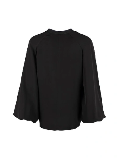 Shop Loewe Lavaliere Ruffled Silk Blouse In Black