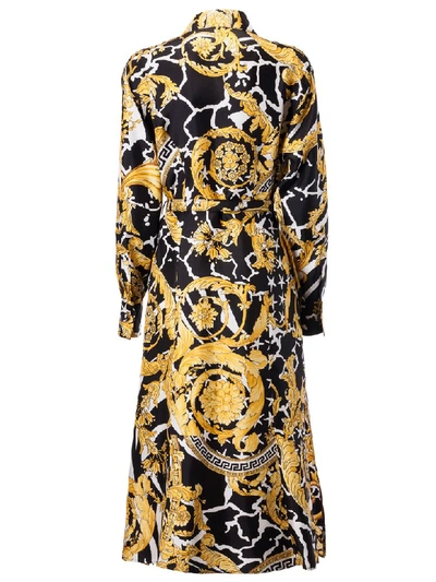 Shop Versace Baroque Print Long Dress In Black