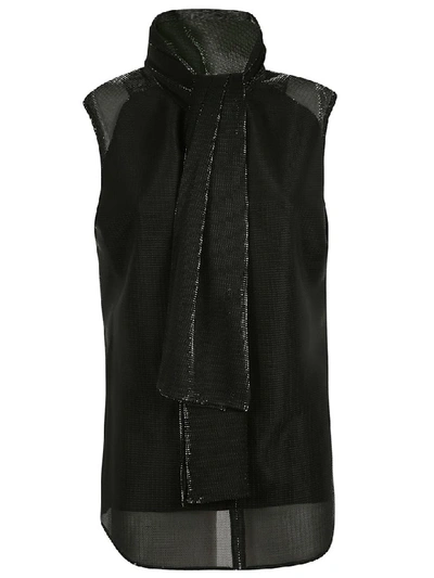 Shop Balmain Sleeveless Scarf Detail Top In Black
