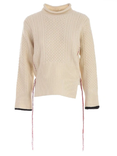 Shop Eudon Choi Knitted Sweater In Off White Black