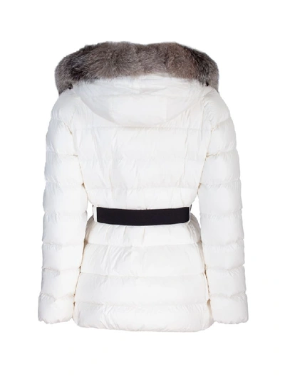 Shop Moncler Short Parka In Bianco