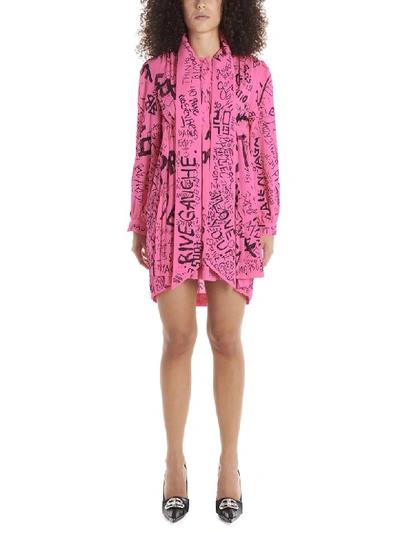 Balenciaga Graffiti Short Dress In Pink | ModeSens