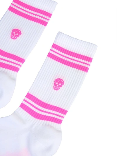 Shop Alexander Mcqueen Skull Sports Socks In Bianco