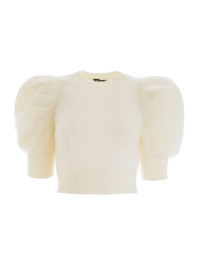 Shop Wandering Short-sleeved Knit Top In Off White (white)
