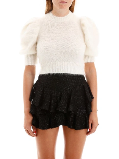 Shop Wandering Short-sleeved Knit Top In Off White (white)