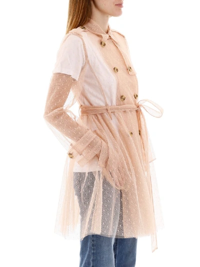 Shop Red Valentino Plumetis Trench Coat In Nudo (beige)