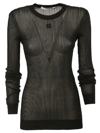 Shop Givenchy Sheer Longsleeved Jersey Top In Black