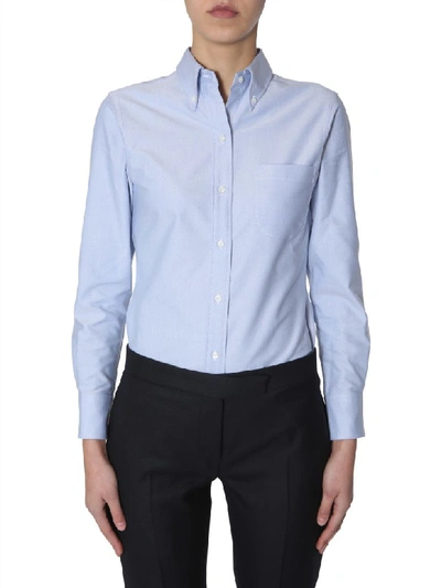 Shop Thom Browne Button Down Shirt In Blu