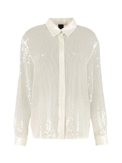 Shop Pinko Alta Marea Sequin Shirt In White